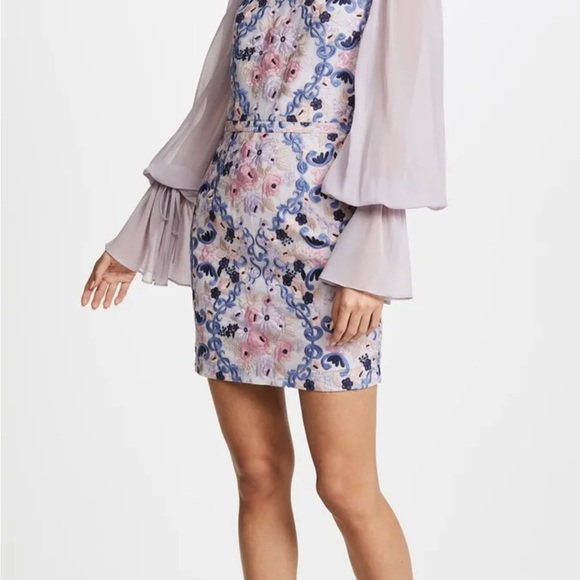 We Are Kindred Elisabetta Mini Dress - Embroidered Purple Floral Chiffon Party - Picture 7 of 7